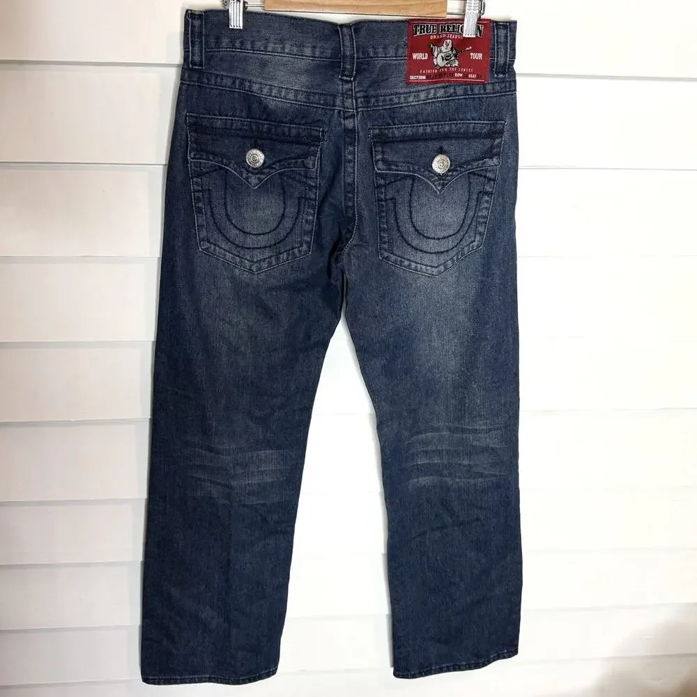 TRUE RELIGION BILLY SUPER T Big Flap Bootcut Relaxed Men's Jeans 34 x 33 NWT